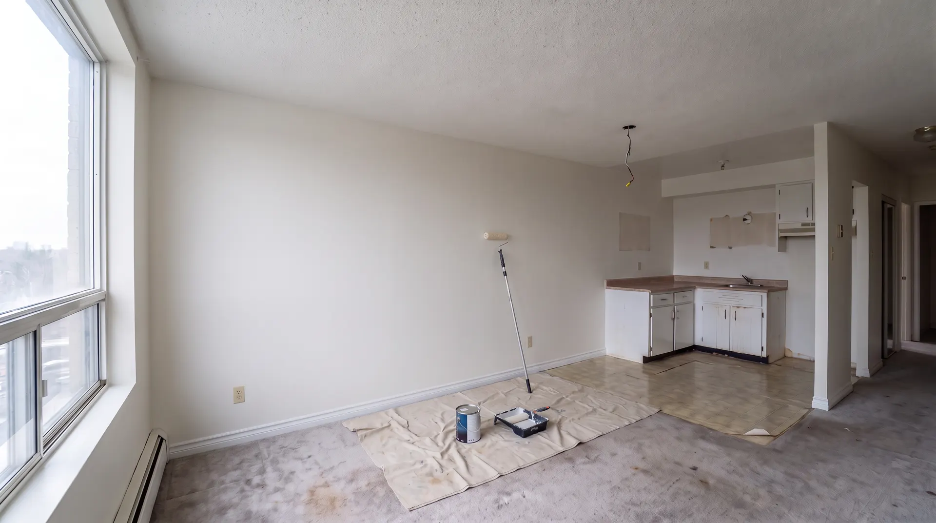 Illustration of the same unit freshly painted in warm white